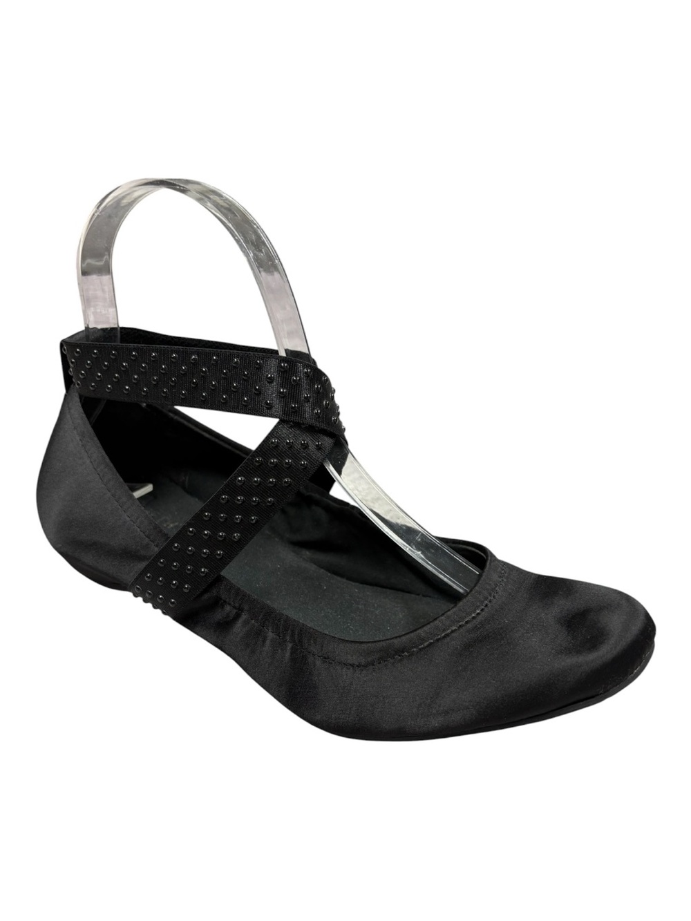 Kenneth Cole Black Ballet Flats Womens 7.5 Beaded Straps Balletcore Feminine